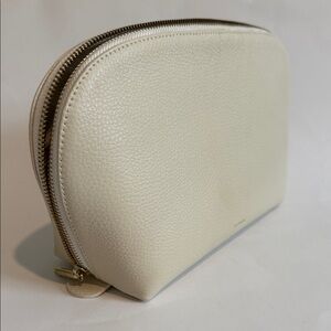 Cuyana Cream Leather Cosmetic Case